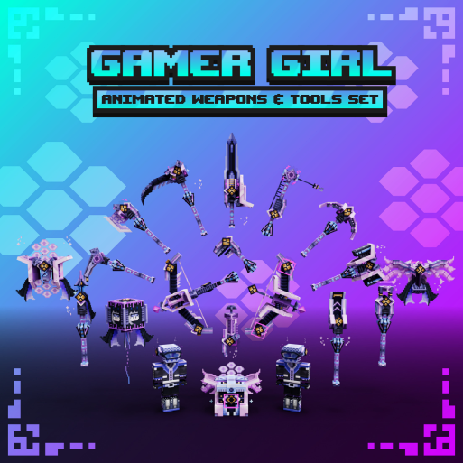 Gamer Girl Animated Weapon Set