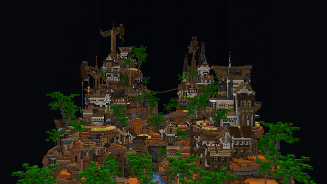 I made a badlands steampunk styled village!