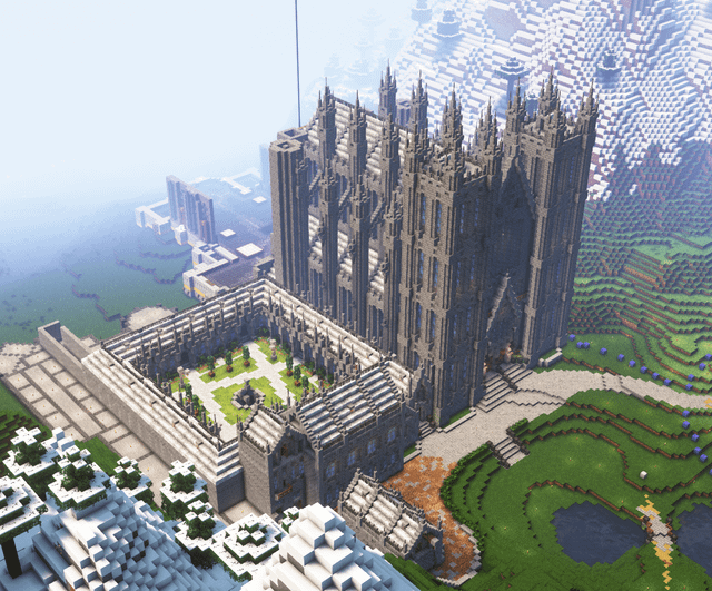 Half of a survival built cathedral
