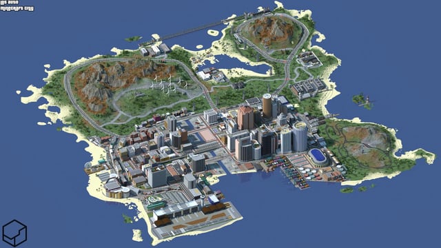 GTA theme city full island view (2k block island size)