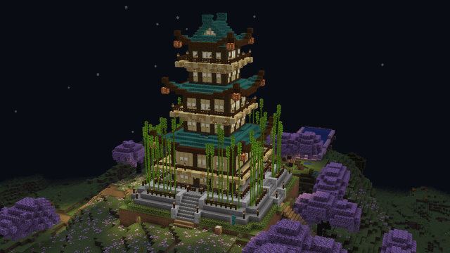 Japanese style house I built on my and my friends' survival world