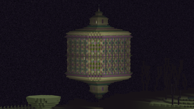 Didn't like how the shulker farm looked - covered it in a floating pastel lantern!