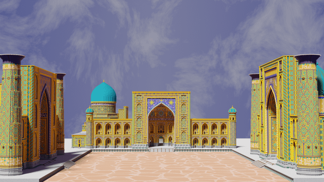 Just rendered the build in my last post, Registan of Samarkand, Uzbekistan