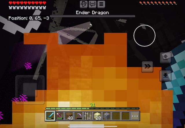 I killed the ender dragon for the first time!!!