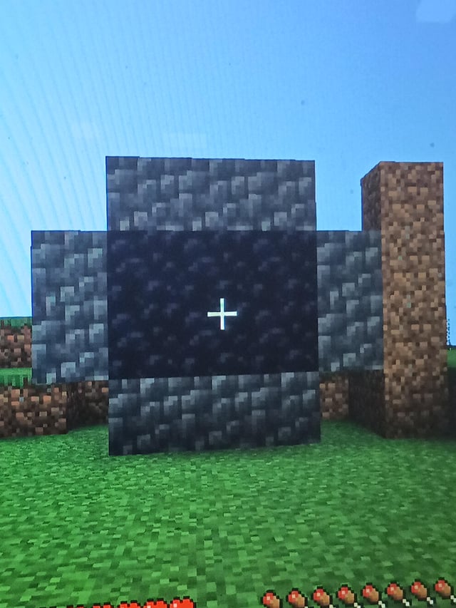 My friends first attempt at making a nether portal