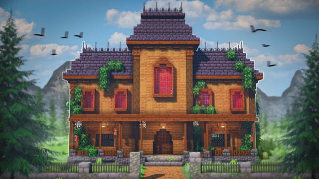 Halloweens coming so i built this mansion, any thoughts?