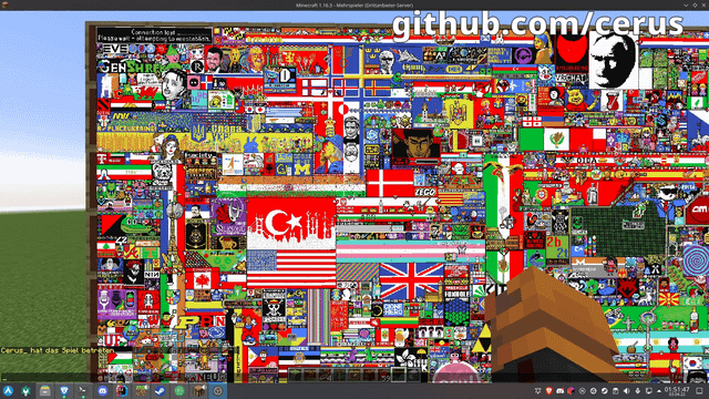 r/place live in Minecraft without clientside mods