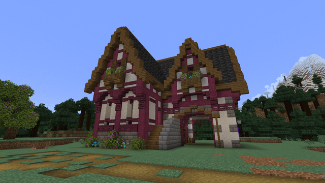 Made a Bavarian-inspired cottage with my wife on our SMP, and thought you all might enjoy it (Java 1.18.1).