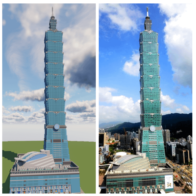 Taipei 101 compared to real life