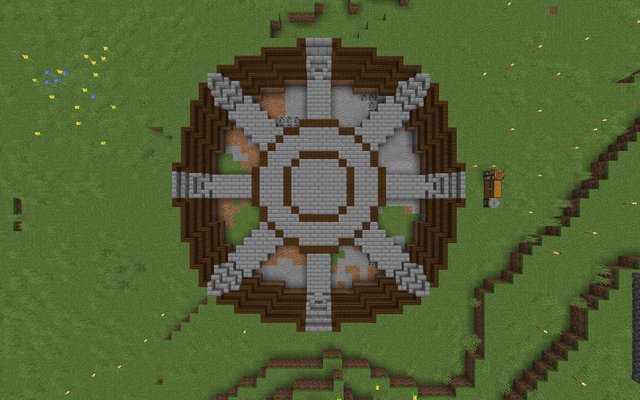 I'm building a Circular, Depressed Villager Trading Hall, but I'm having trouble with how I should design the rest of it. I was thinking of almost doing a market-type thing, where the villagers would be in a loose circle in the center. What kind of blocks/designs should I incorporate?